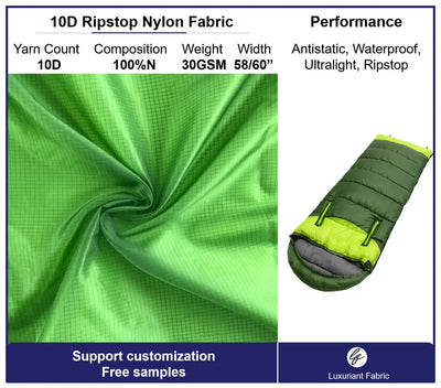 10D Ultralight Nylon Ripstop Fabric
