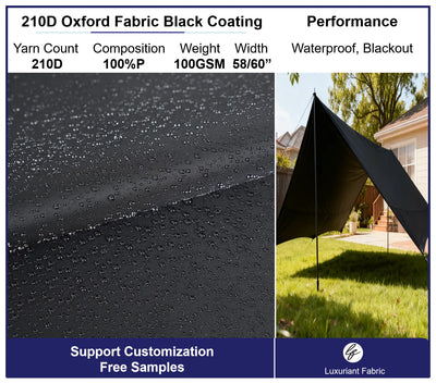 210D Polyester Oxford Fabric With Blackout Coating For Awning