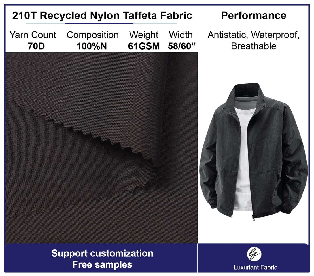 Recycled 70D 210T Nylon Taffeta Fabric