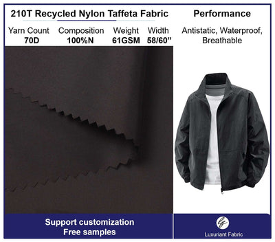 Recycled 70D 210T Nylon Taffeta Fabric