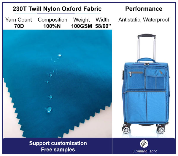 230T Twill Nylon Oxford Fabric For Luggage | Support Customization