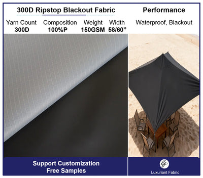 300D Ripstop Polyester Oxford Fabric With Blackout Coating
