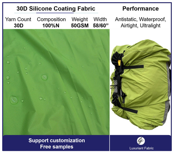 30D Ripstop Nylon Silicone Coating Fabric For Parachute Paragliding | Support Customization