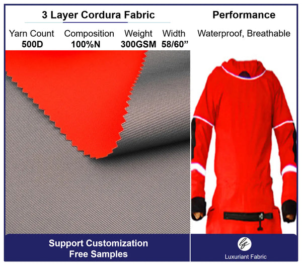 3 Layer 500D Nylon Cordura Fabric With Tricot