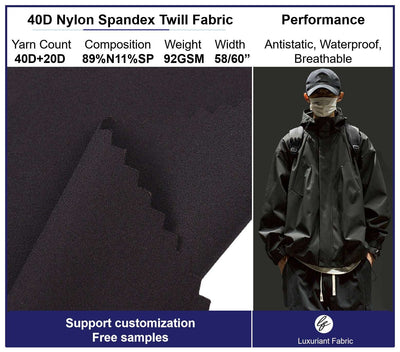 40D Twill Nylon 4 Way Spandex Fabric