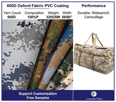 600D Camouflage Print Oxford Fabric With PVC Coating