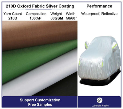 210D Polyester Oxford Fabric With PU Silver Coating
