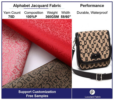 Alphabet Jacquard Oxford Fabric With PVC Coating