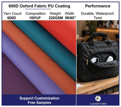 600D Twist Oxford Fabric With PU Coating