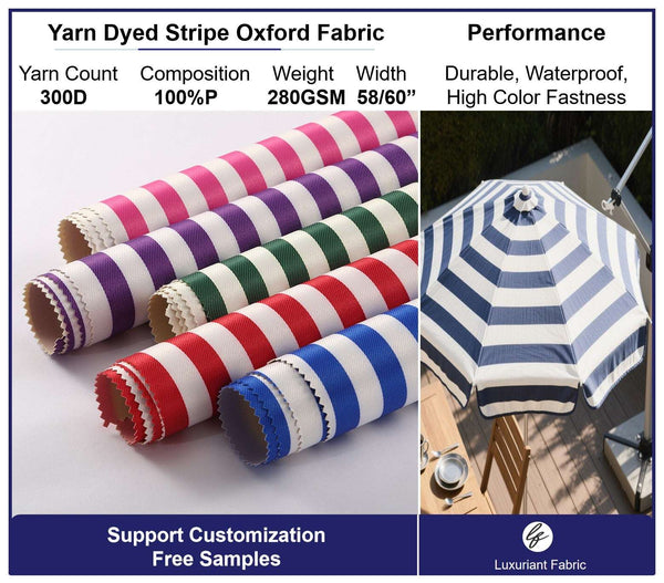 300D Yarn Dyed Stripe Oxford Fabric With PVC Coating
