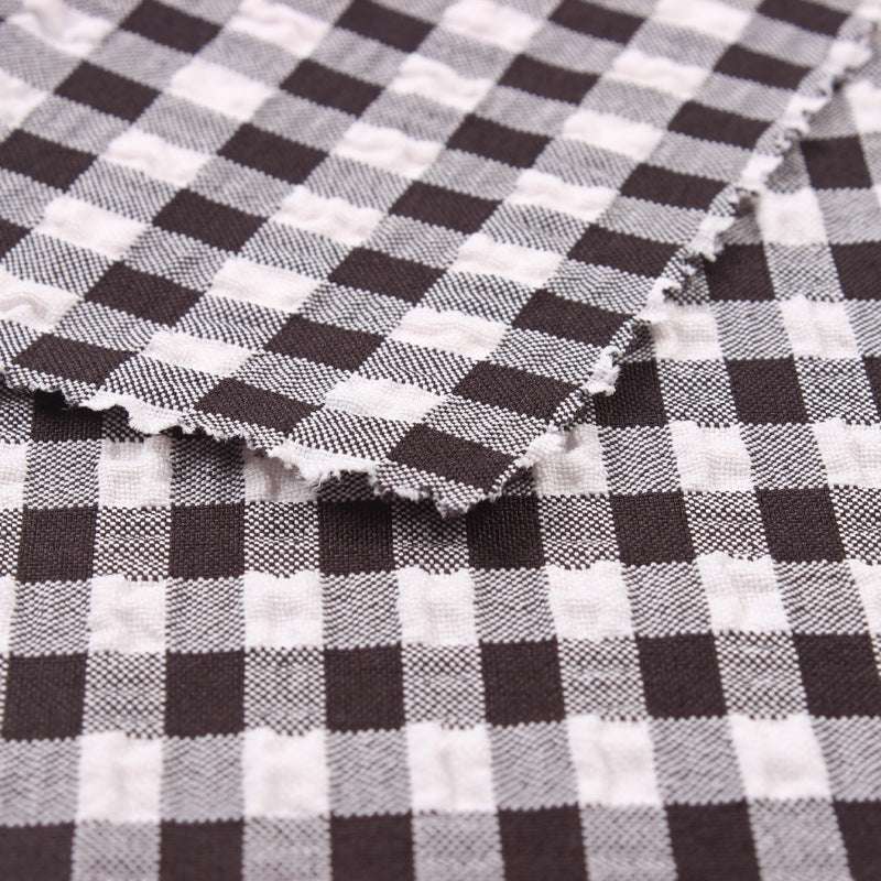 Bubble Crepe Plaid Polyester Cationic Spandex Fabric