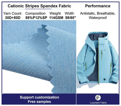 50D Poly Cationic Stripes Spandex Fabric
