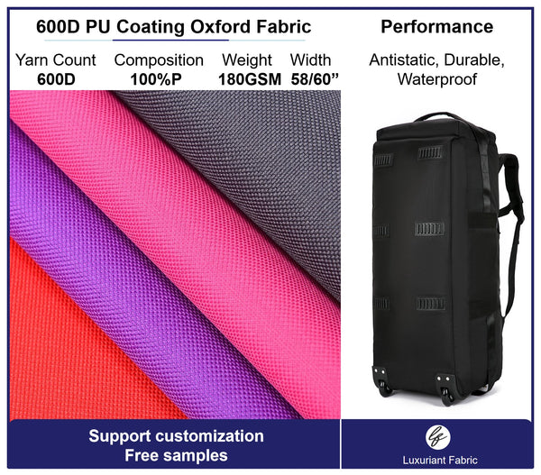 Tela Oxford de poliéster 600D con revestimiento de PVC pu para bolsa