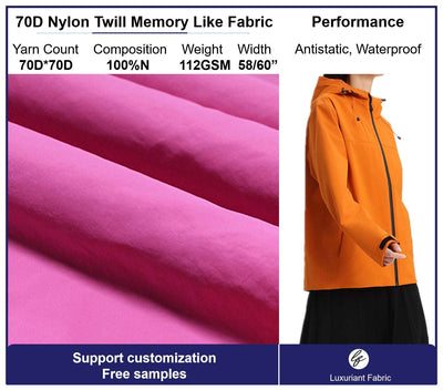 70D Imitation Memory Twill Nylon Taffeta Fabric