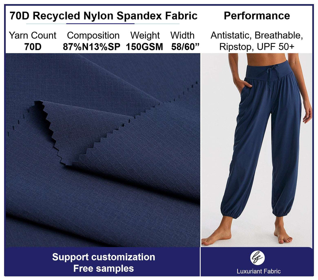 Recycled 70D Ripstop Nylon Spandex Fabric