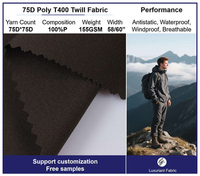 75D Twill Polyester T400 Fabric