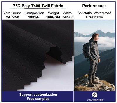 75D Twill Polyester Imitation Memory T400 Fabric