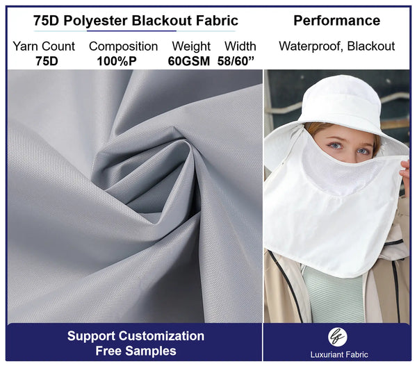 75D Polyester Blackout Coating Fabric For Sunhat