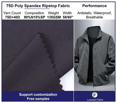 75D Check Polyester 4 Way Spandex Fabric