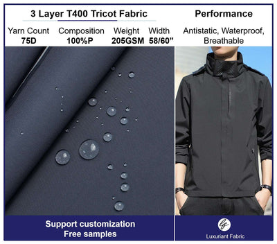 3 Layer T400 Fabric Laminated Tricot Fabric