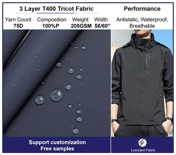 3 Layer T400 Fabric Laminated Tricot Fabric