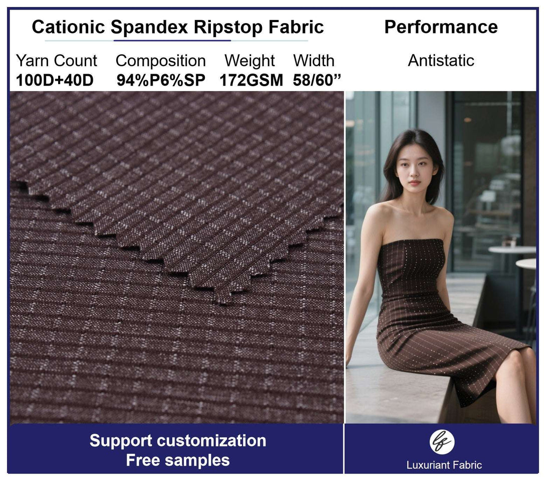 100D Check Polyester Cationic Spandex Fabric
