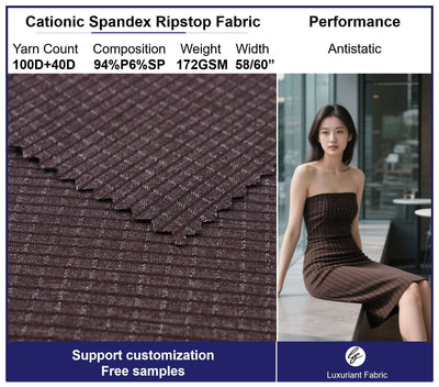 100D Check Polyester Cationic Spandex Fabric