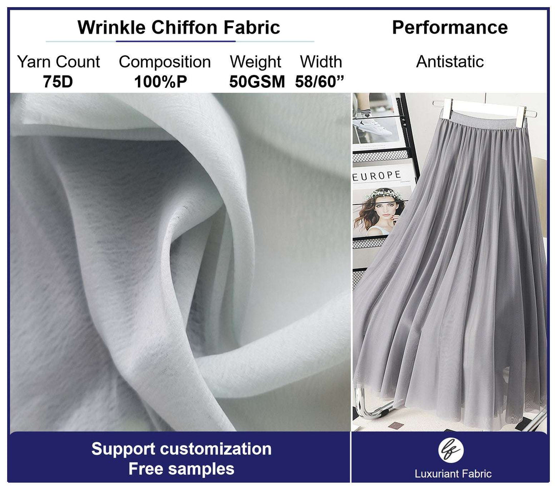 Ultralight Polyester Wrinkle Chiffon Fabric