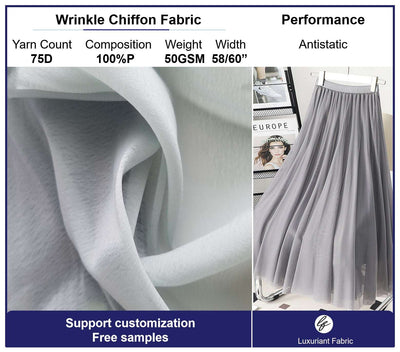 Ultralight Polyester Wrinkle Chiffon Fabric