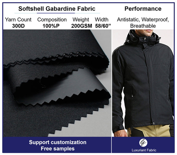 Tejido de gabardina softshell de poliéster impermeable y transpirable