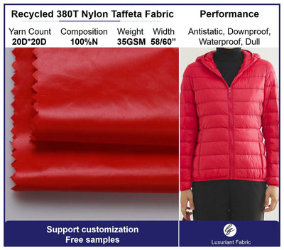 Recycled 380T Dull Nylon Taffeta Fabric