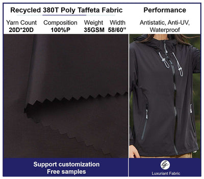 Recycled 380T Polyester Taffeta Fabric