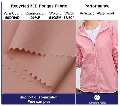 Recycled 50D Polyester Pongee Spandex Fabric