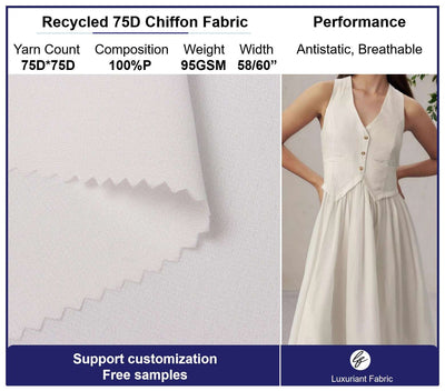 Recycled 75D Polyester Chiffon Fabric