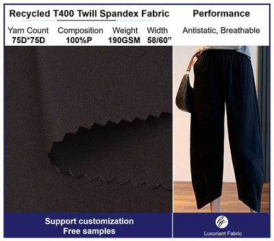 Recycled Twill T400 Polyester Spandex Fabric