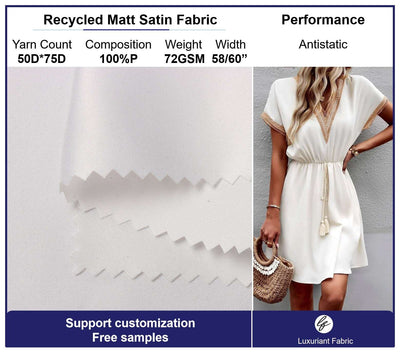 Recycled 50D*75D Polyester Matt Satin Fabric
