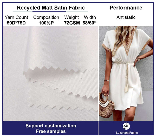 Recycled 50D*75D Polyester Matt Satin Fabric