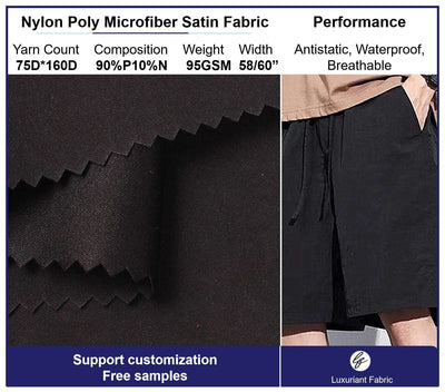 Recycled Poly Nylon Satin Microfiber Fabric
