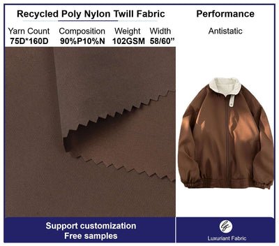 Recycled Poly Nylon Twill Microfiber Fabric