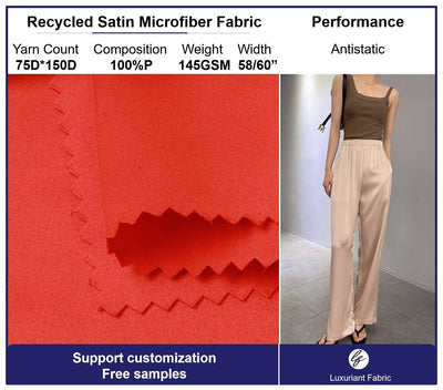 Recycled Polyester Shiny Satin Microfiber Fabric