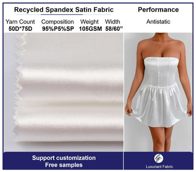 Recycled 50D*75D Polyester Satin Fabric