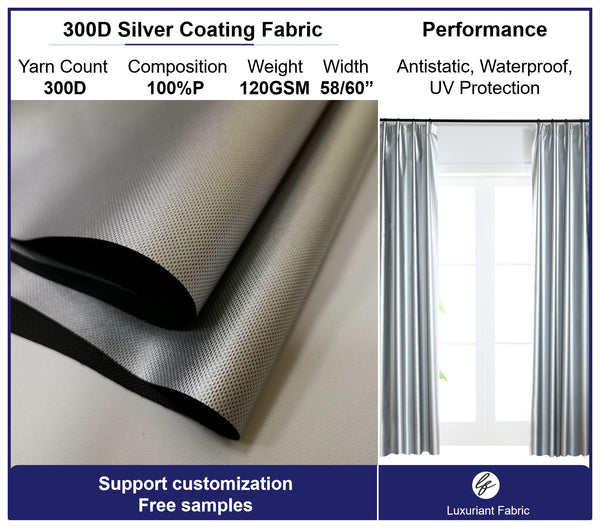 300D Silver Coating Oxford Fabric For Tent Curtain | Support Customization