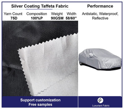 190T Polyester Taffeta Fabric With Silver Coating