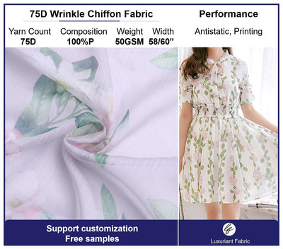 Ultralight Polyester Printing Wrinkle Chiffon Fabric