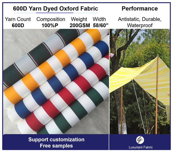 Tela Oxford impermeable teñida con hilo 600D para toldo